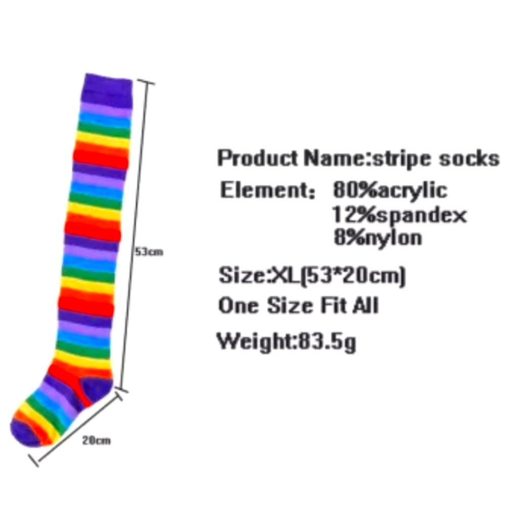 Rainbow Stripes Over the Calf Socks